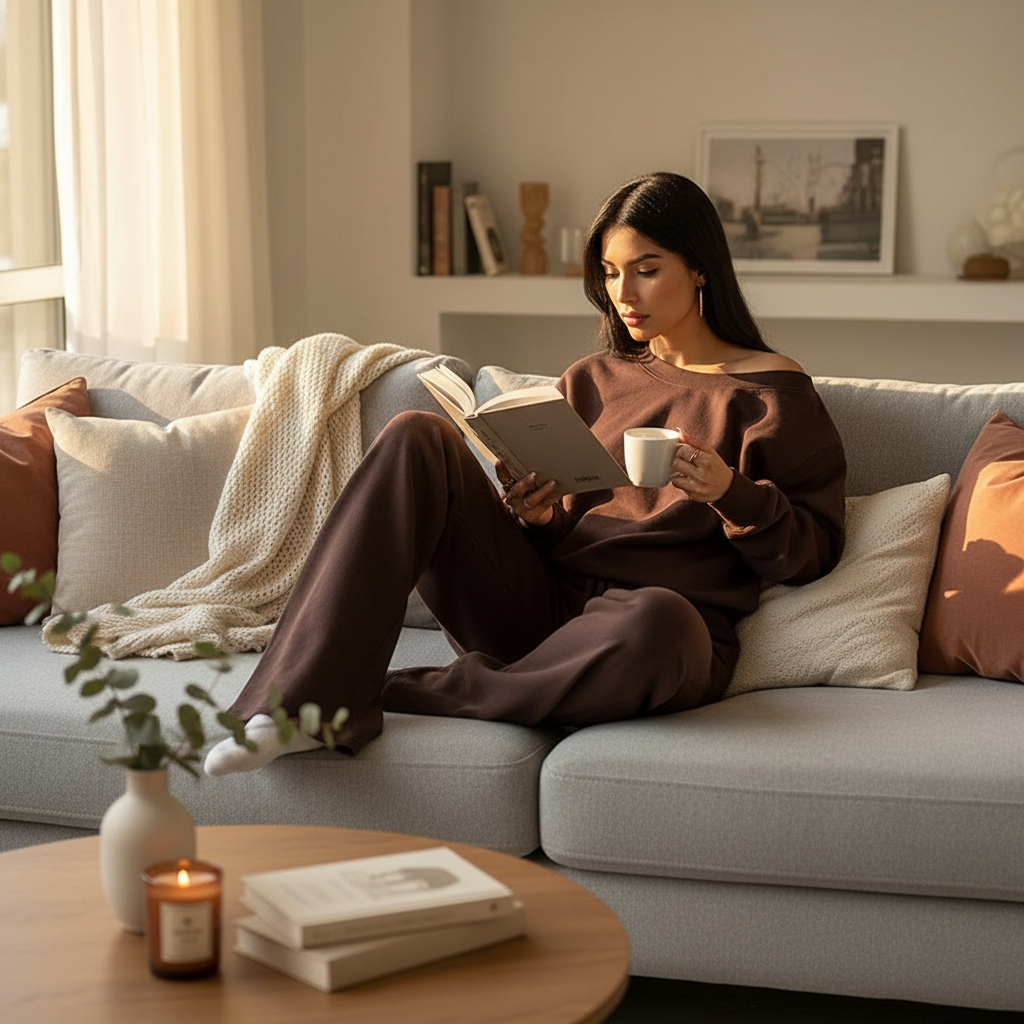 Women Lounge 2 Pieces Outfits Solid Color Off the Shoulder Long Sleeve Loose Fit Sweatshirt Tops and Wide Leg Pants Matching Set