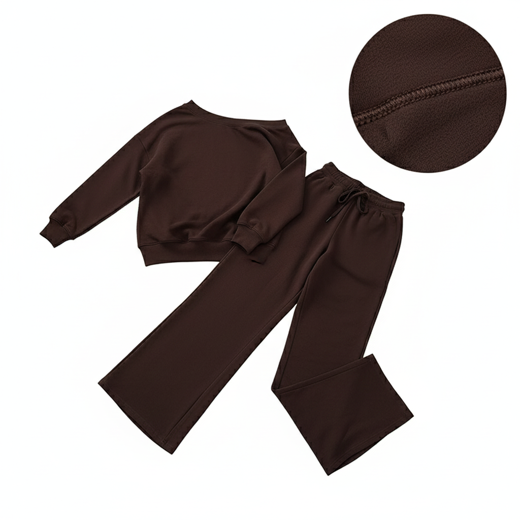 Women Lounge 2 Pieces Outfits Solid Color Off the Shoulder Long Sleeve Loose Fit Sweatshirt Tops and Wide Leg Pants Matching Set