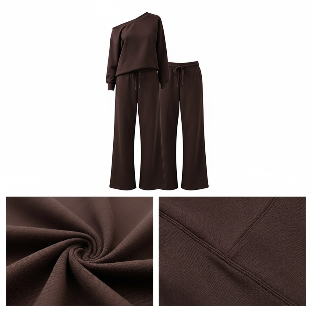 Women Lounge 2 Pieces Outfits Solid Color Off the Shoulder Long Sleeve Loose Fit Sweatshirt Tops and Wide Leg Pants Matching Set